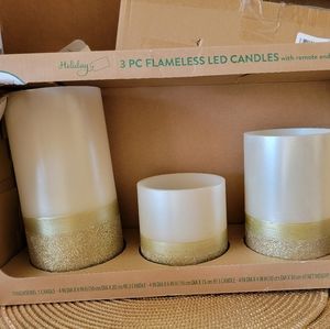 3 piece gold electric candle set
